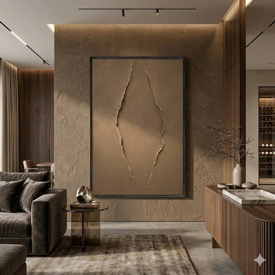 Clay Rift Textured Wall Art displayed in a collected studio setting | Olyrel