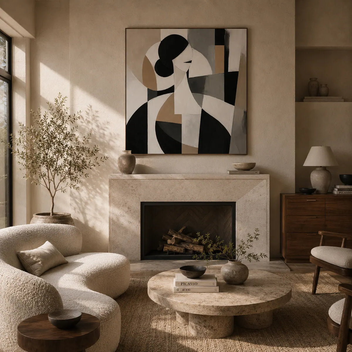 Monochrome Muse Figure Wall Art room scene 4 | Olyrel