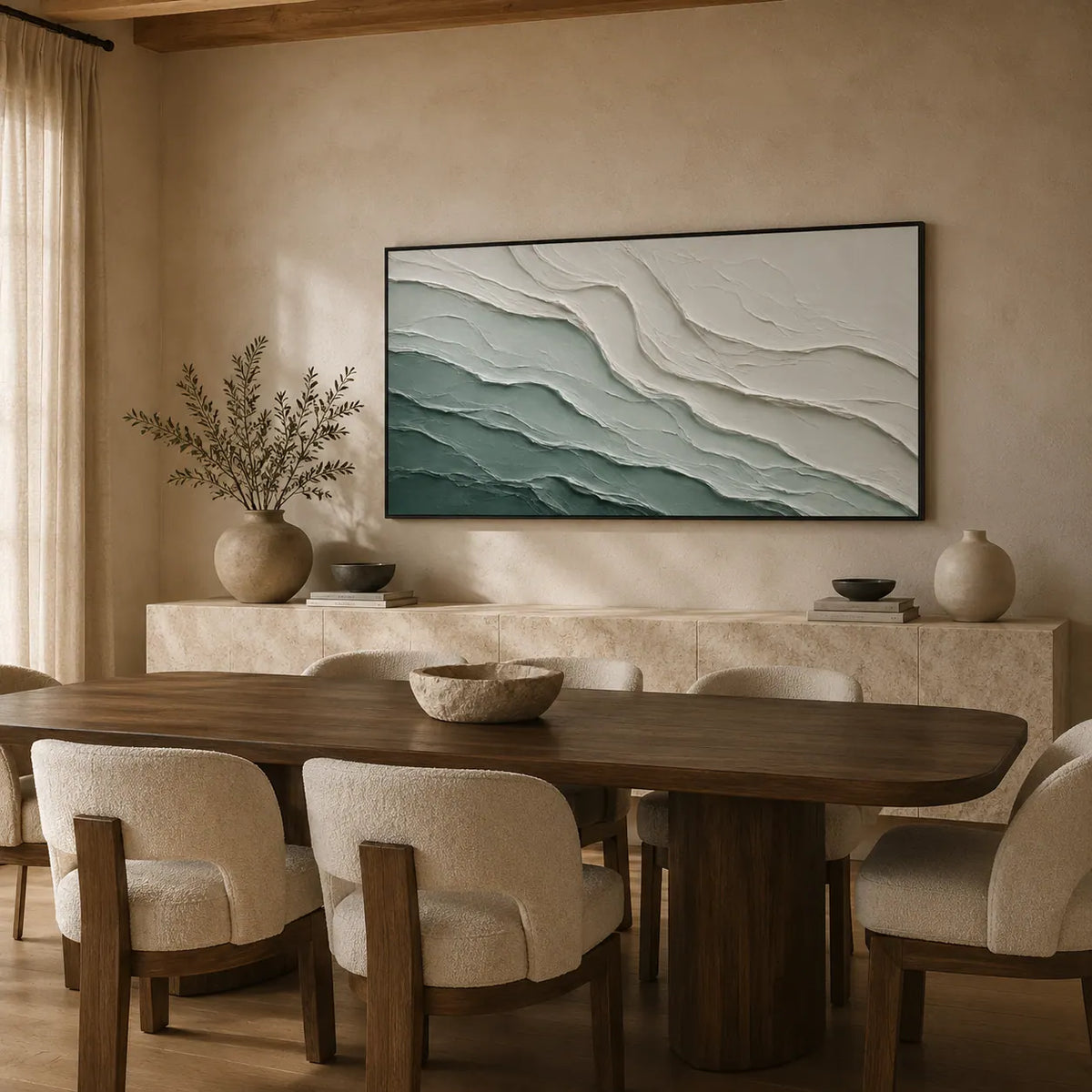 Teal Current Textured Wall Art room scene 5 | Olyrel