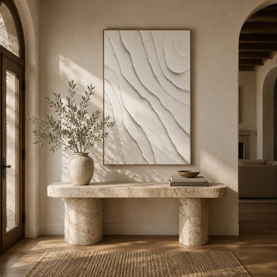 Ivory Flow Textured Wall Art room scene 2 | Olyrel