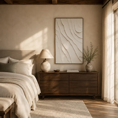 Ivory Flow Textured Wall Art room scene 4 | Olyrel