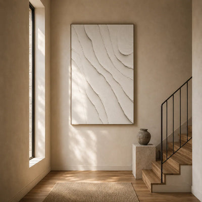 Ivory Flow Textured Wall Art room scene 5 | Olyrel