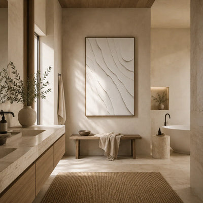 Ivory Flow Textured Wall Art room scene 6 | Olyrel