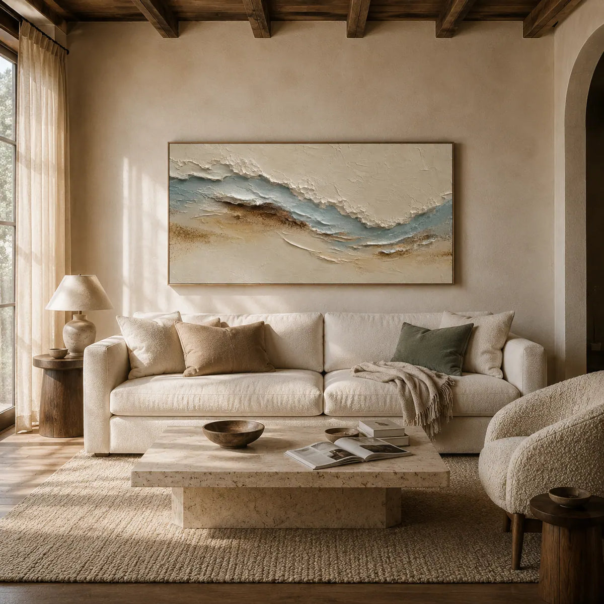 Sandy Tide Textured Wall Art room scene 2 | Olyrel