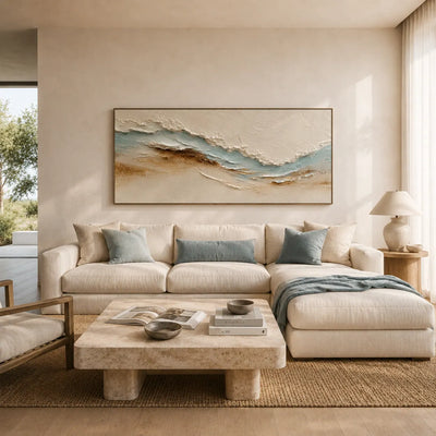 Sandy Tide Textured Wall Art room scene 5 | Olyrel