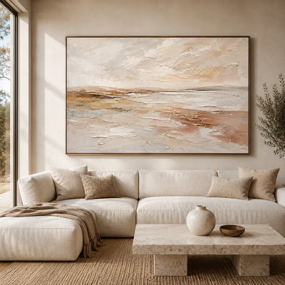 Pale Sandbar Seascape Wall Art room scene 2 | Olyrel