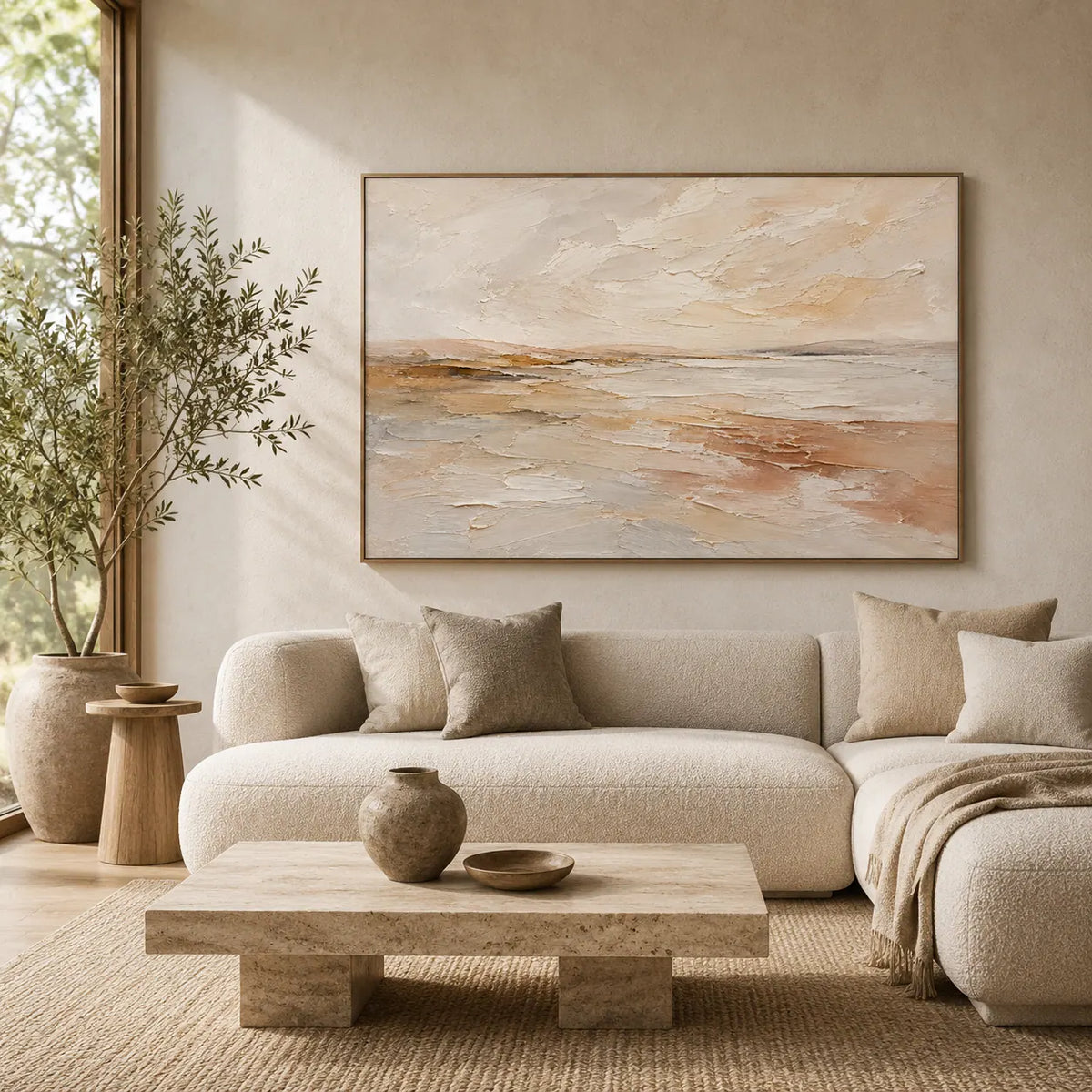 Pale Sandbar Seascape Wall Art room scene 3 | Olyrel