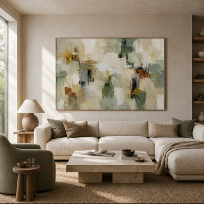 Sage Patch Abstract Wall Art room scene 2 | Olyrel