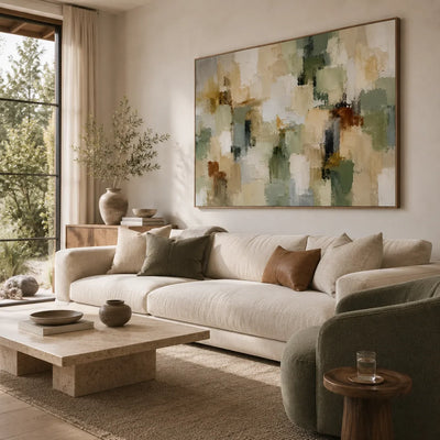 Sage Patch Abstract Wall Art room scene 4 | Olyrel