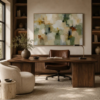 Sage Patch Abstract Wall Art room scene 5 | Olyrel
