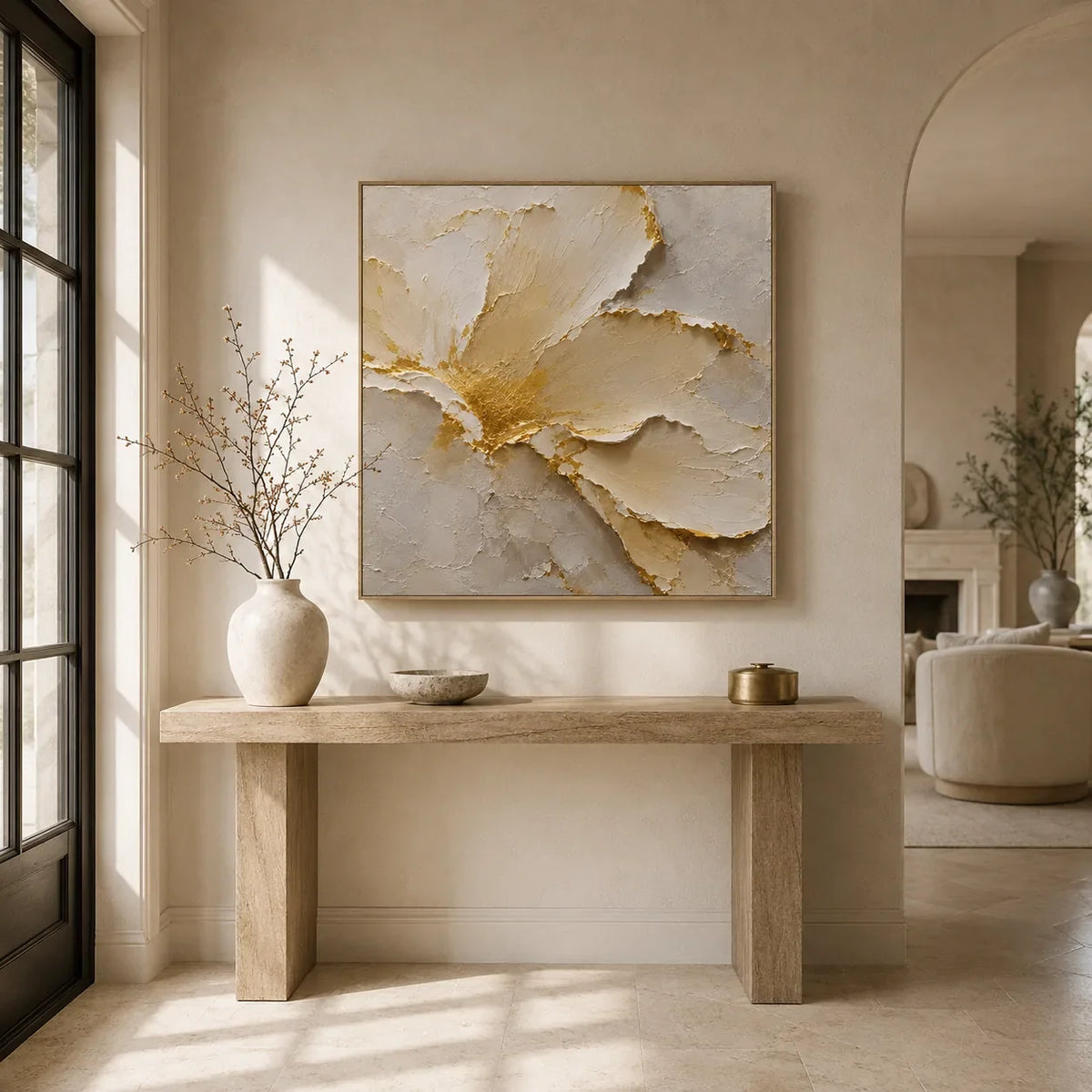 Gilded Petal Relief Wall Art room scene 4 | Olyrel