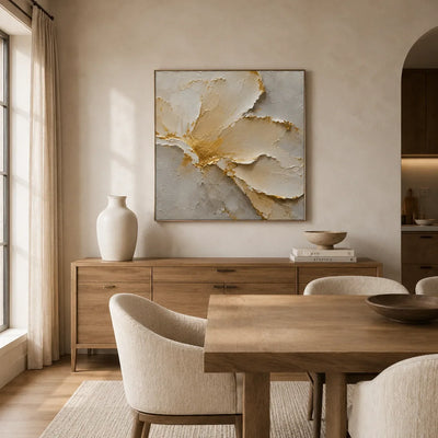 Gilded Petal Relief Wall Art room scene 5 | Olyrel