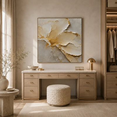 Gilded Petal Relief Wall Art room scene 6 | Olyrel