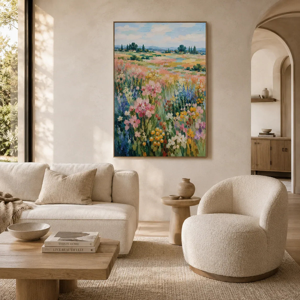 Meadow Glow Floral Wall Art room scene 2 | Olyrel