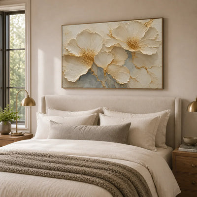 Golden Blossom Relief Wall Art room scene 1 | Olyrel