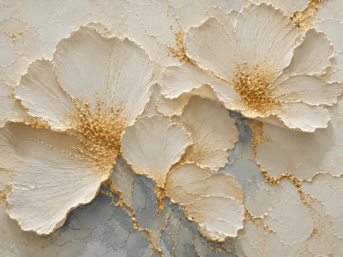 Golden Blossom Relief Wall Art room scene 2 | Olyrel