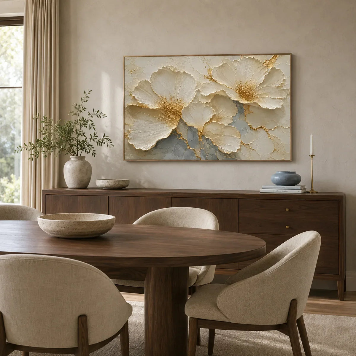 Golden Blossom Relief Wall Art room scene 4 | Olyrel