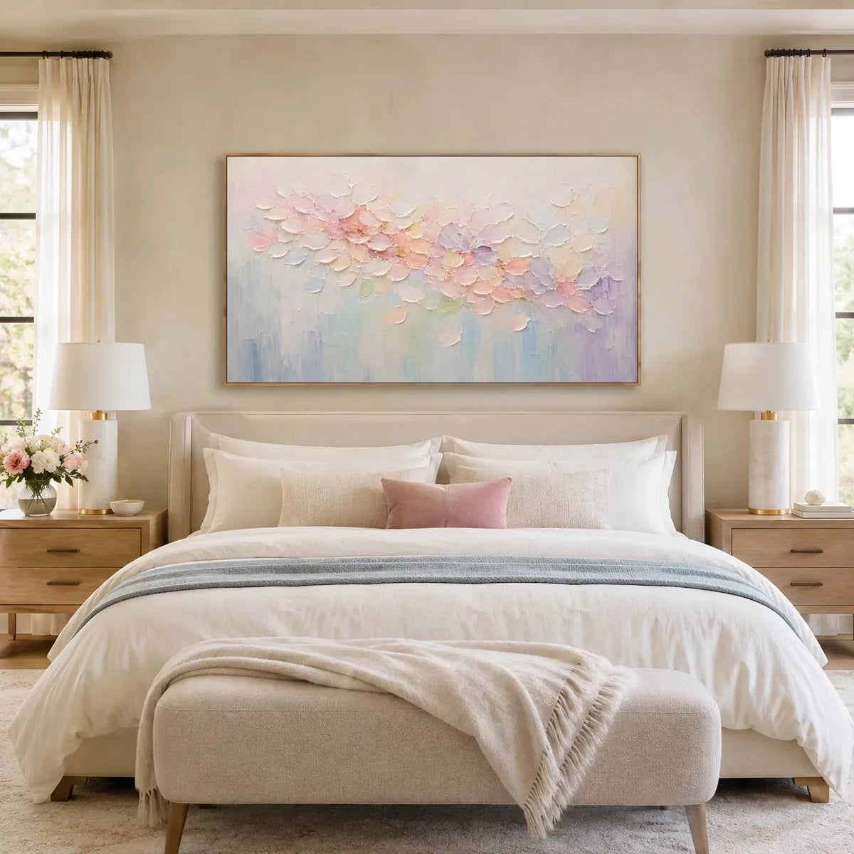 Pastel Garland Floral Wall Art room scene 1 | Olyrel