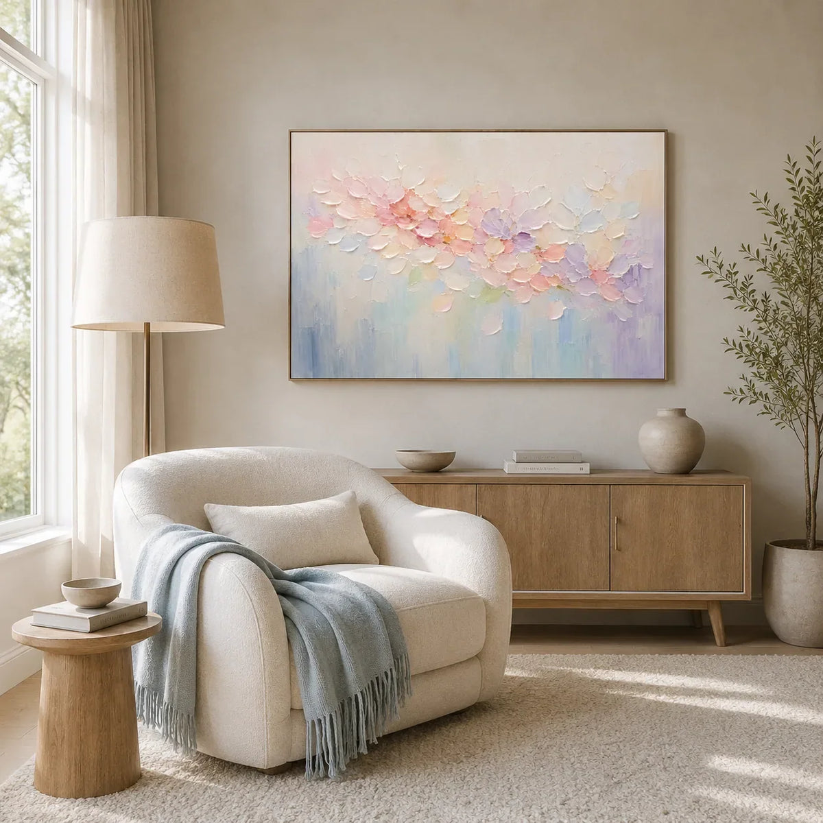 Pastel Garland Floral Wall Art room scene 5 | Olyrel