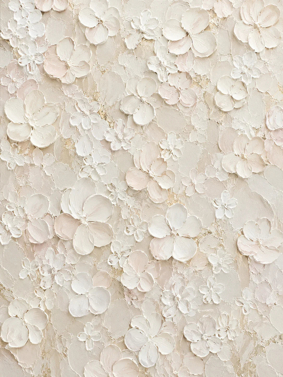 Original artwork view of Ivory Garden Relief Wall Art | Olyrel