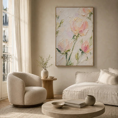 Blush Stem Floral Wall Art room scene 4 | Olyrel