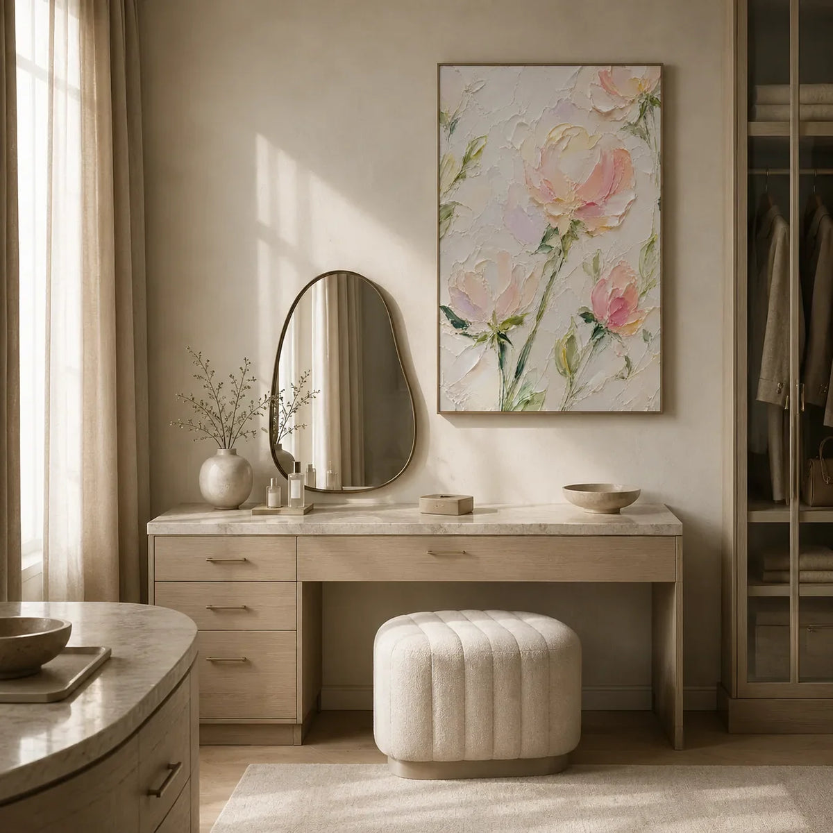 Blush Stem Floral Wall Art room scene 5 | Olyrel