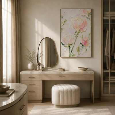 Blush Stem Floral Wall Art room scene 5 | Olyrel
