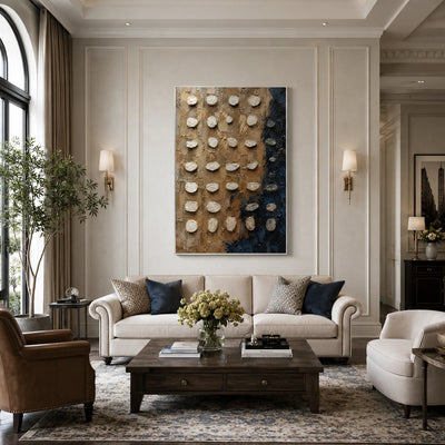 Pebble Grid Textured Wall Art styled in a contemporary entryway | Olyrel