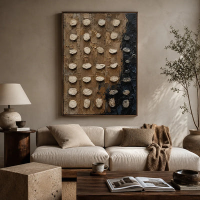 Pebble Grid Textured Wall Art styled in a modern living room | Olyrel