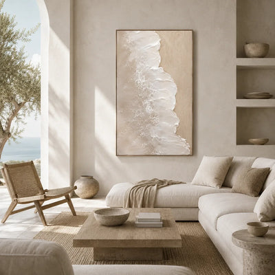 Ivory Cascade Textured Wall Art room scene 4 | Olyrel