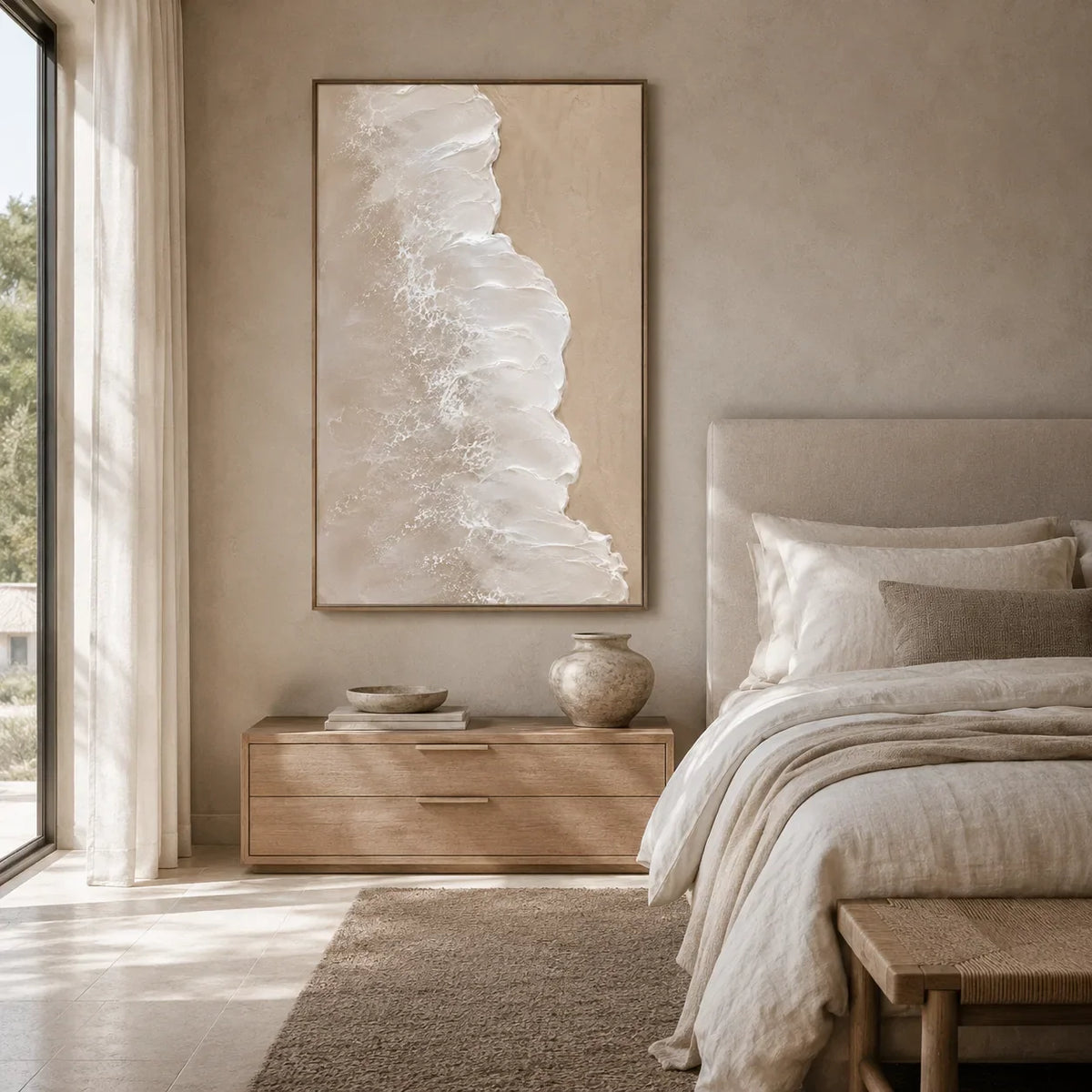 Ivory Cascade Textured Wall Art room scene 5 | Olyrel