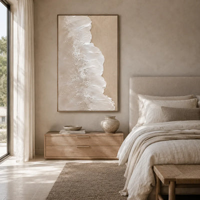 Ivory Cascade Textured Wall Art room scene 5 | Olyrel