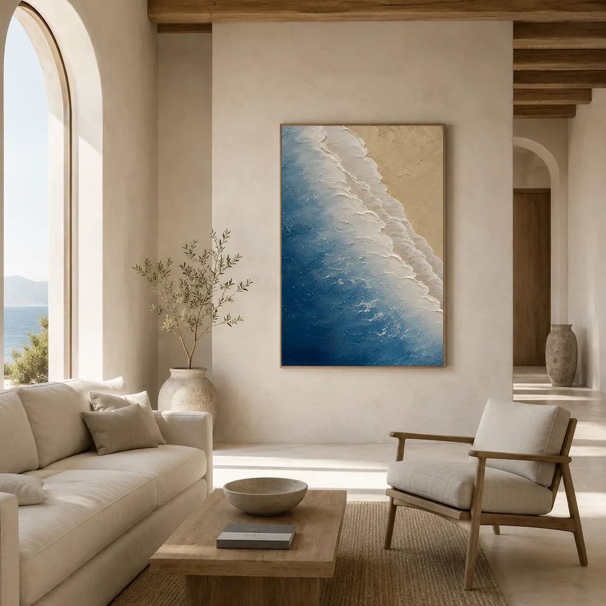 Azure Foam Textured Wall Art room scene 1 | Olyrel