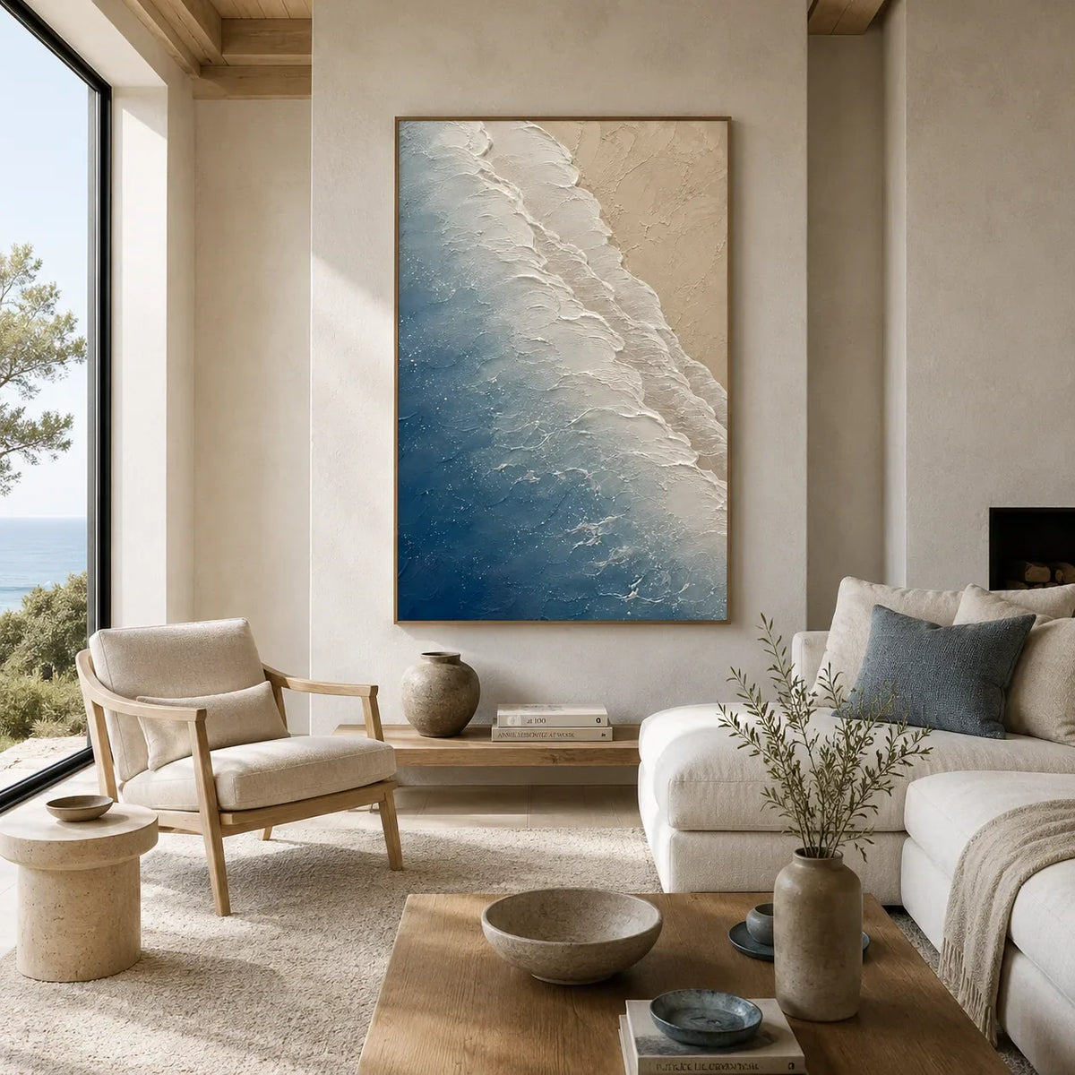 Azure Foam Textured Wall Art room scene 3 | Olyrel