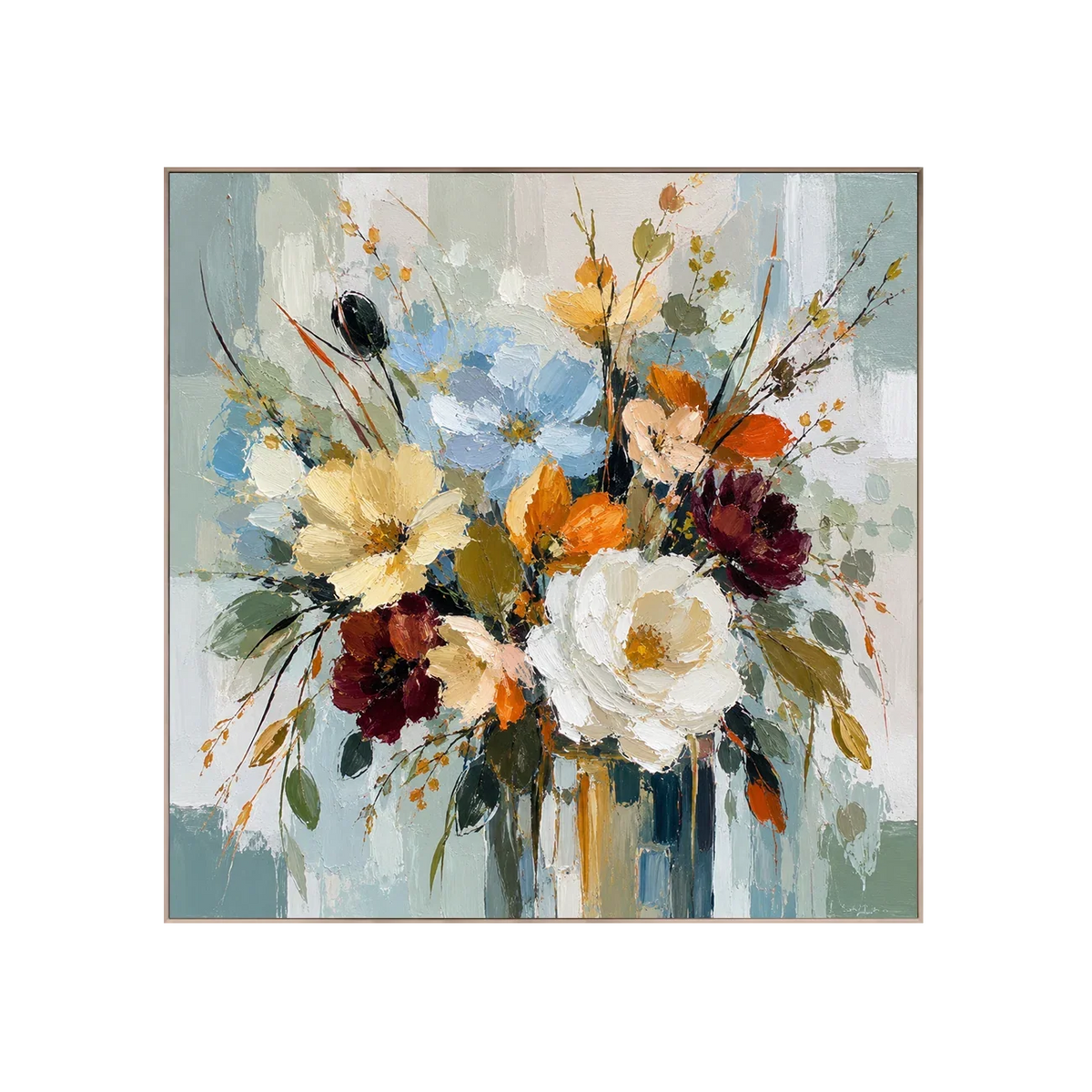 Blue Meadow Bouquet Wall Art | Olyrel
