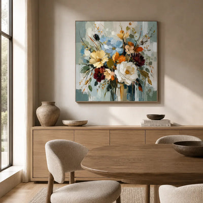 Blue Meadow Bouquet Wall Art room scene 1 | Olyrel