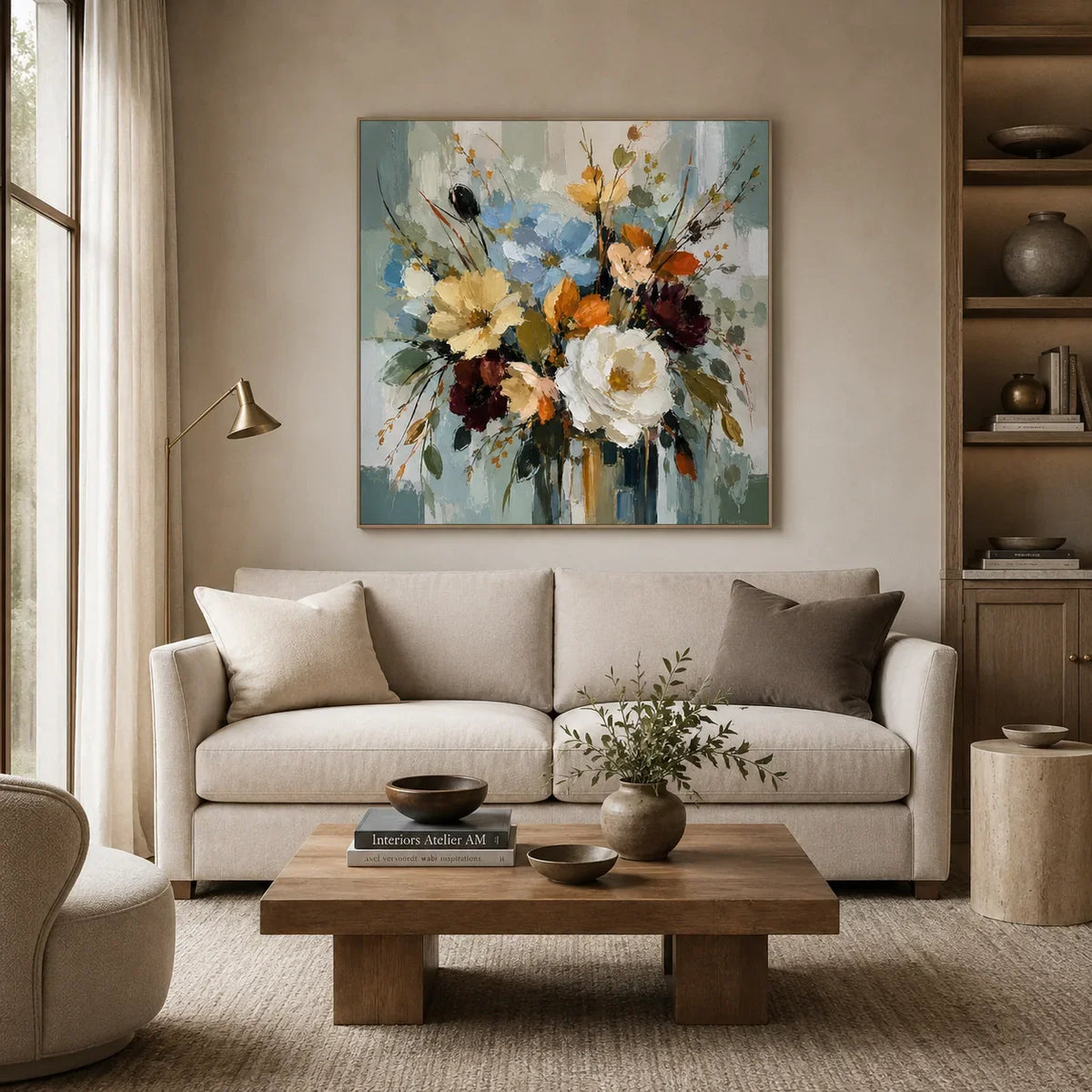 Blue Meadow Bouquet Wall Art room scene 3 | Olyrel