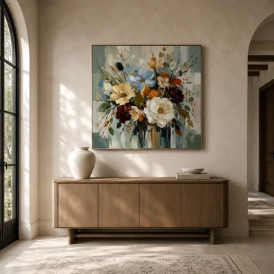 Blue Meadow Bouquet Wall Art room scene 5 | Olyrel