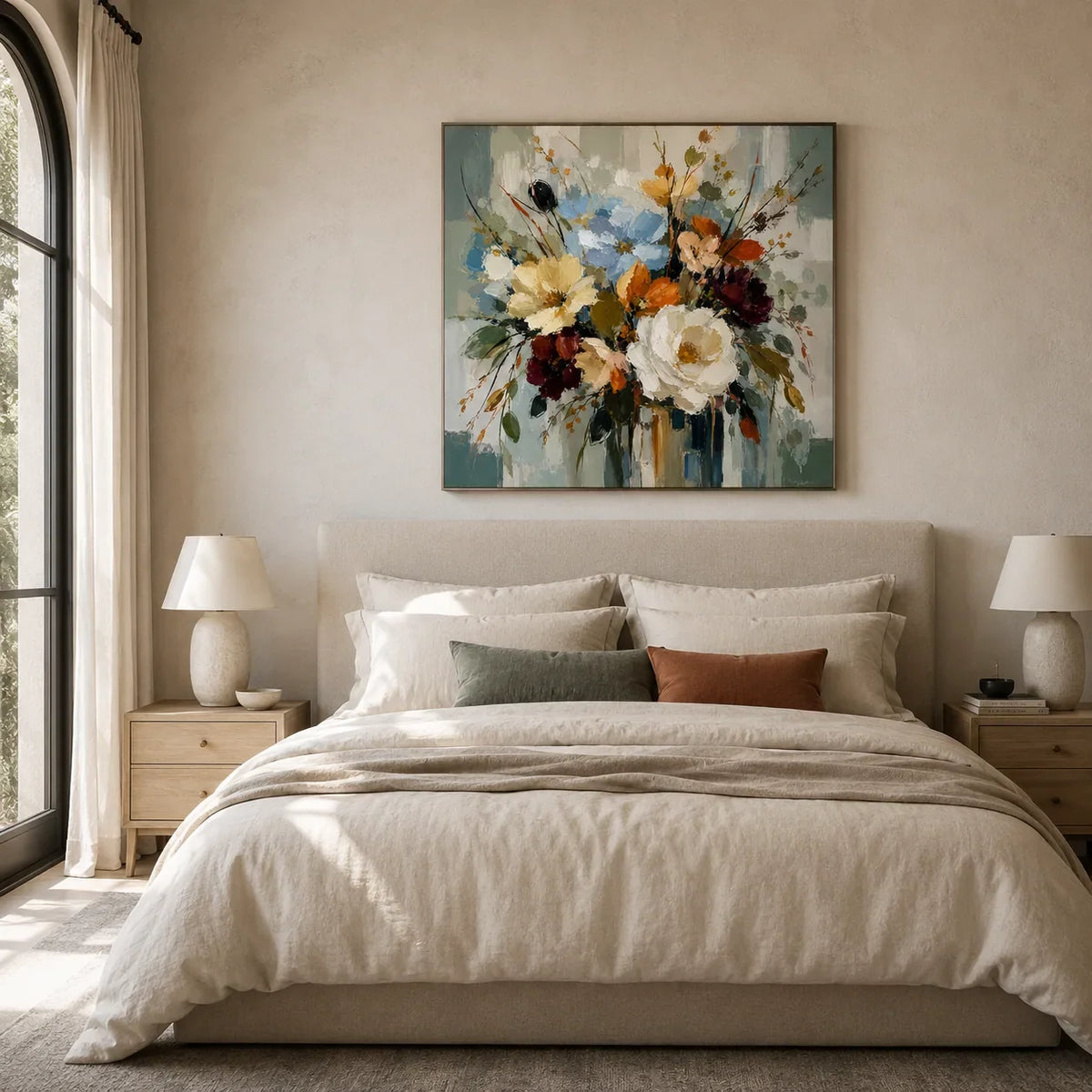 Blue Meadow Bouquet Wall Art room scene 6 | Olyrel