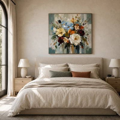 Blue Meadow Bouquet Wall Art room scene 6 | Olyrel