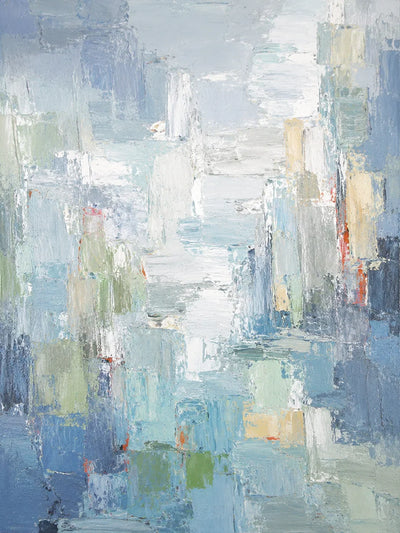 Blue Mist Cityscape Wall Art room scene 2 | Olyrel