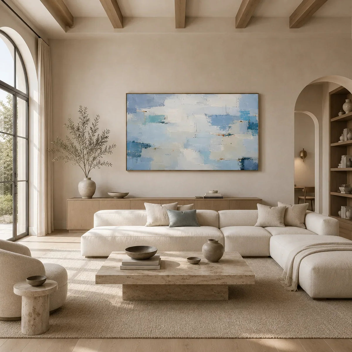 Blue Horizon Panoramic Wall Art room scene 2 | Olyrel