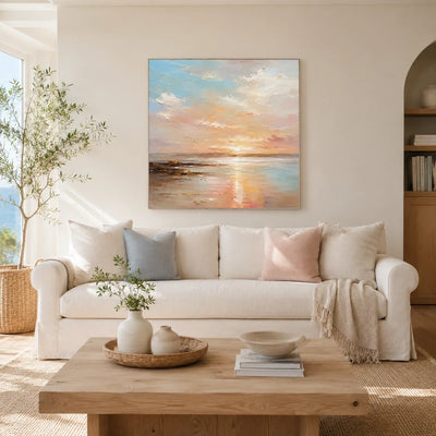 Pastel Tide Seascape Wall Art room scene 2 | Olyrel