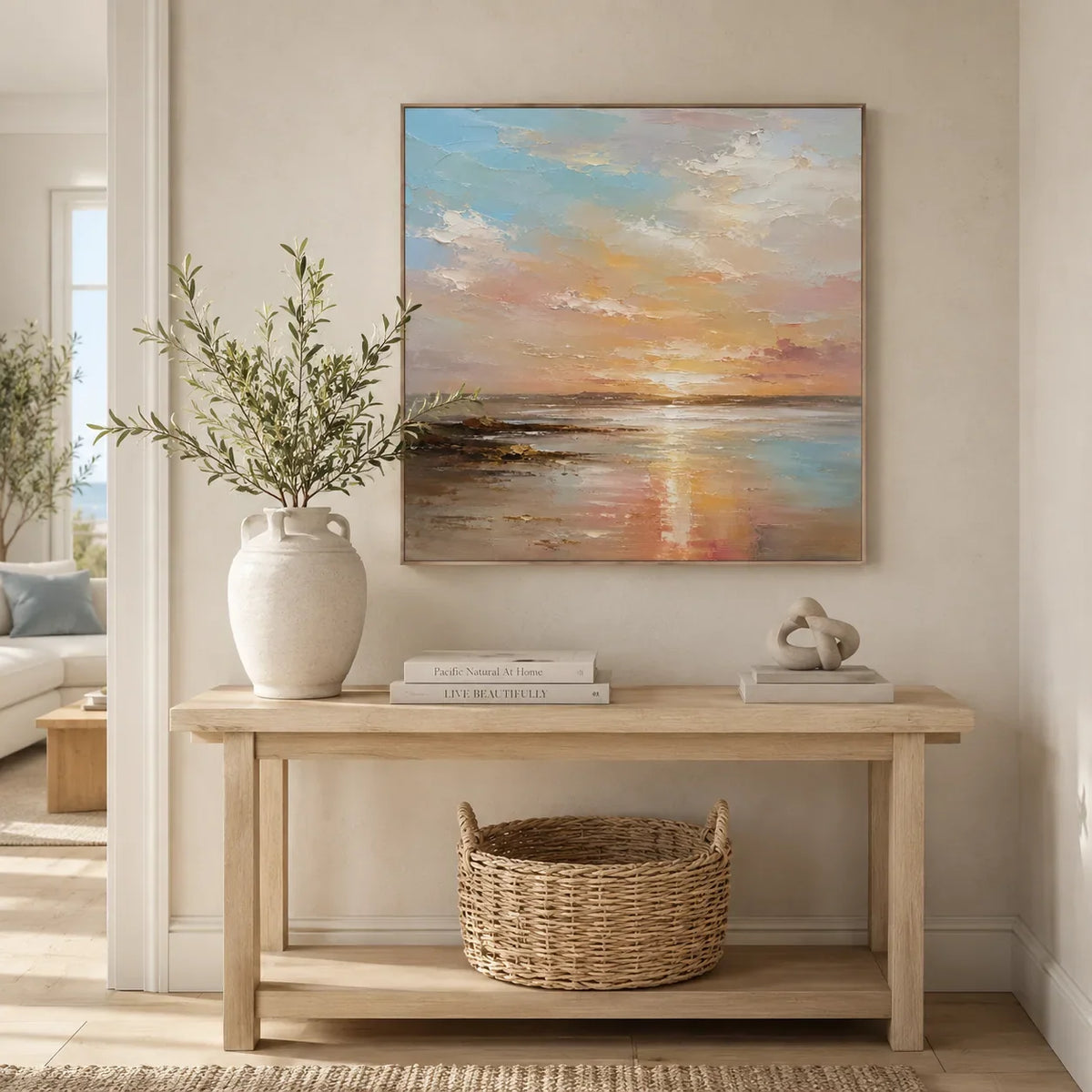Pastel Tide Seascape Wall Art room scene 4 | Olyrel