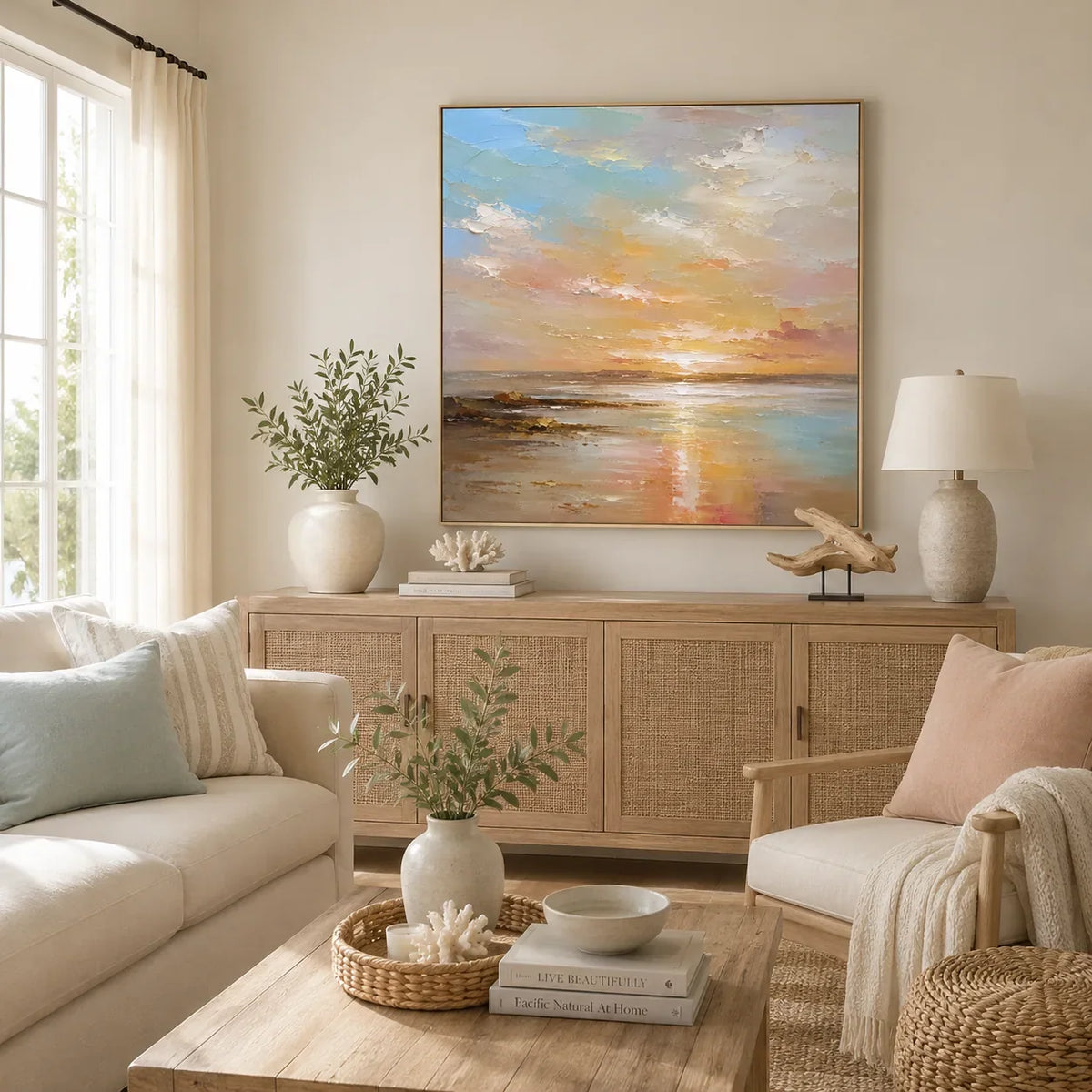 Pastel Tide Seascape Wall Art room scene 6 | Olyrel