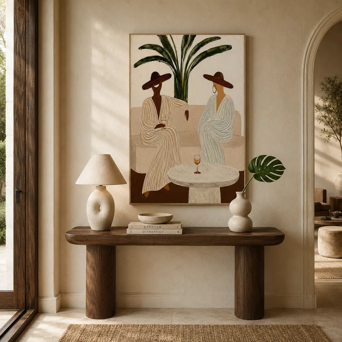Palm Hat Figure Wall Art room scene 5 | Olyrel