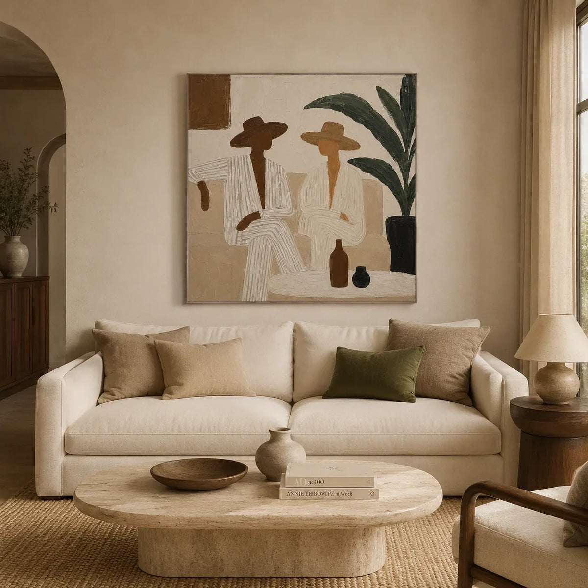 Palm Figures Abstract Wall Art room scene 3 | Olyrel