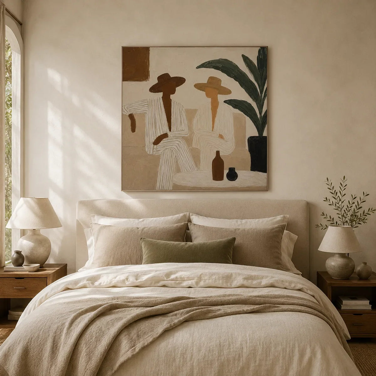 Palm Figures Abstract Wall Art room scene 4 | Olyrel