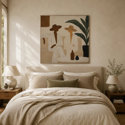 Palm Figures Abstract Wall Art room scene 4 | Olyrel