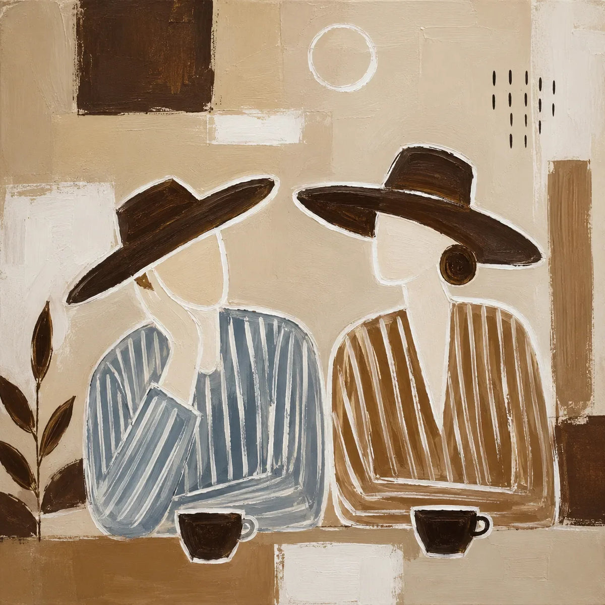 Desert Figures Abstract Wall Art room scene 1 | Olyrel